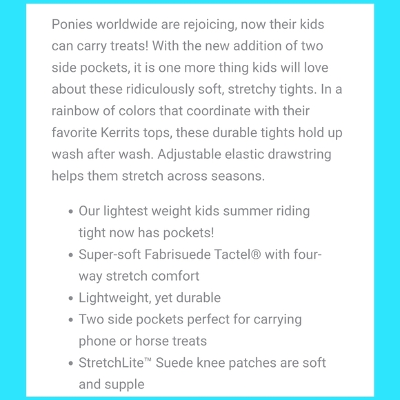 Kerrits Knee Patch Riding Tights - Girls XL - Picture 7 of 8